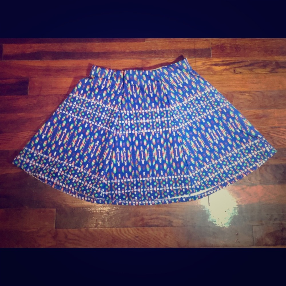 Blue & Multicolored Skater Skirt